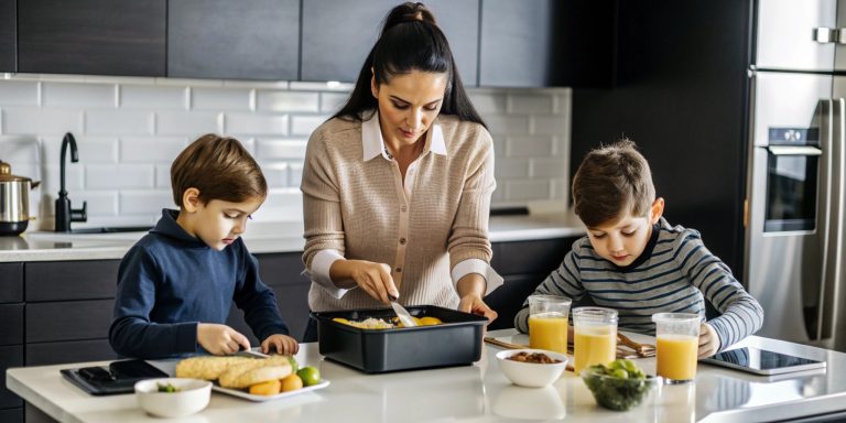 mom-preparing-hot-lunches-for-her-kids