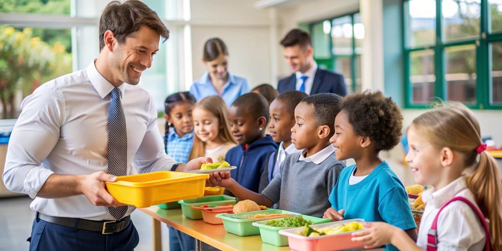 school-personel-giving-luncboxes-to-students