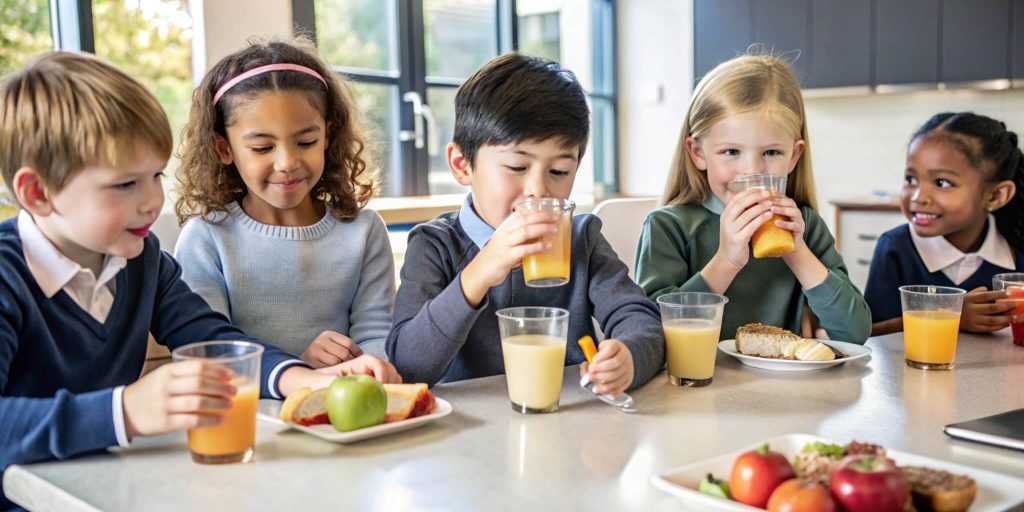 kids-having-healthy-drinks-while-eating-lunch